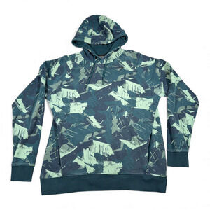 Gymshark Hoodie Adult LARGE Green Camo Abstract Pullover Performance Athleisure